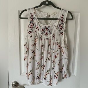 LIKE NEW - Mason & Belle White Floral Tank Top Size 1X